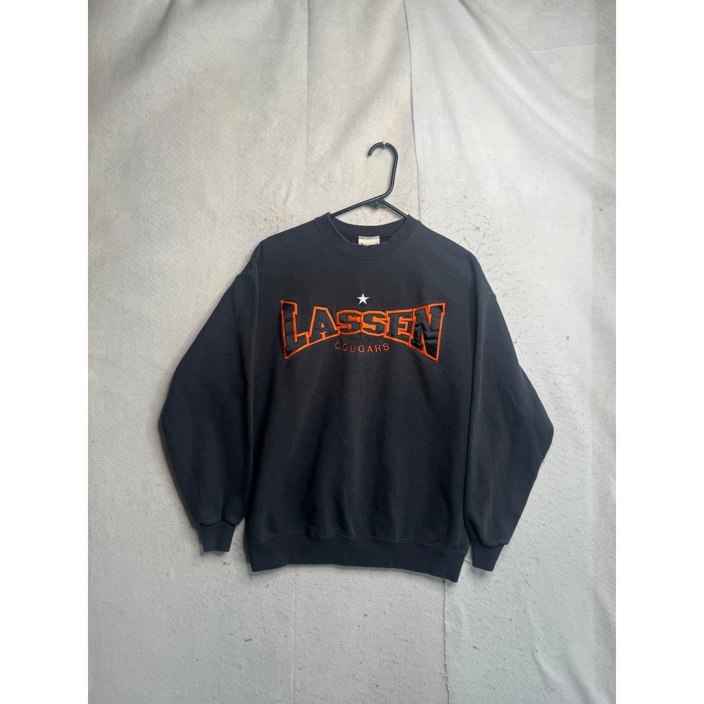 VTG Oarsman 913 Lassen Cougars Sweatshirt Mens M Black Orange Crewneck Vintage